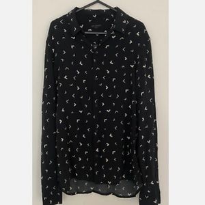 All Saints Viscose Vee LS shirt - Medium